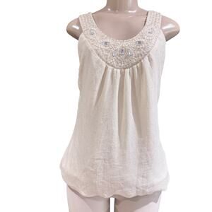 Vintage Studio Y Beaded Neck Trim Babydoll Tank Top Fairy Y2K Coquette Medium